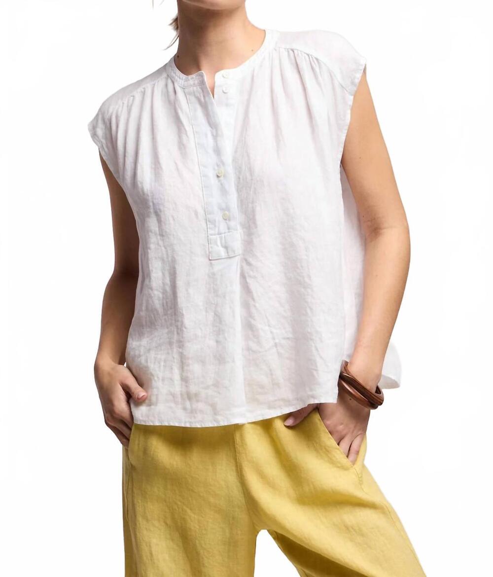 NEW VELVET BY GRAHAM & SPENCER bec linen top in white